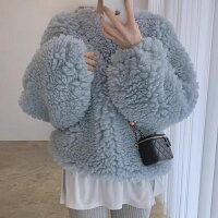 ボアニット トレーナー プードル ファー カジュアル トップス もこもこ ニット セーター トップス レディース 可愛い オーバーサイズ 秋冬 2カラー C305