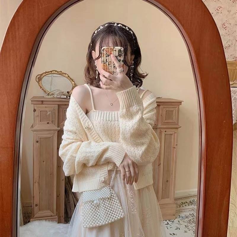 レディース アンサンブル アンサンブル きれいめ カジュアル ニット 抜け感 シンプル カーディガン レ..