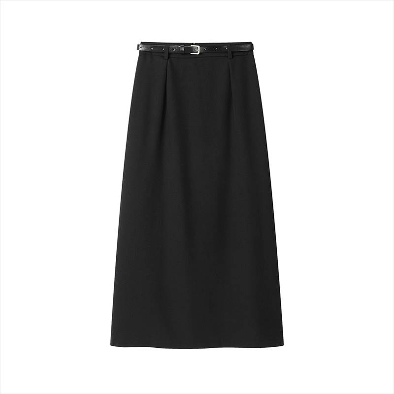 乐天商城 - レディース スカート ミモレ カジュアル おしゃれ ボトムス 抜け感 上品 膝下 モード系 存在感 ロマンティック きれいめ かわいい 主役級 シンプル ガーリー こなれ感 Iライン タック 春 ベルト付き ラブリー エレガント 大人可愛い