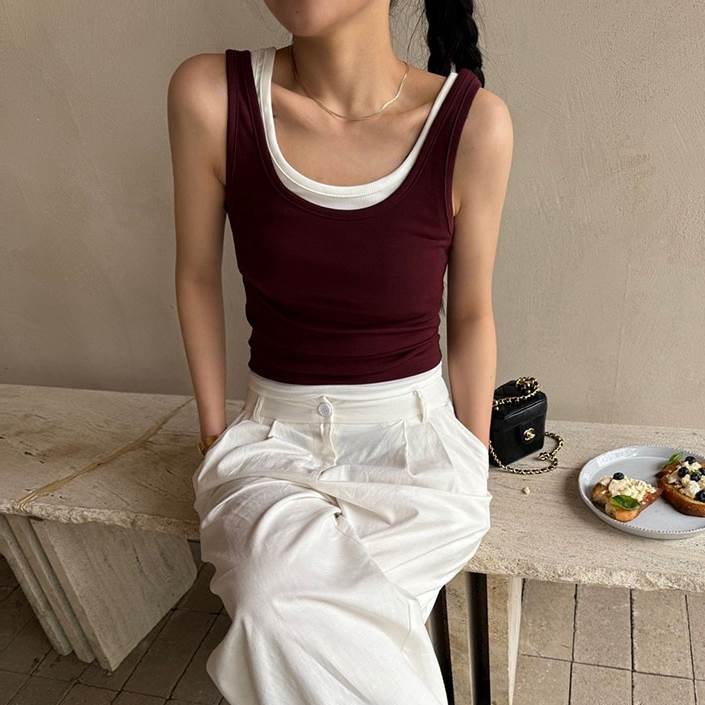レディース トップス ノースリーブ 上品 こなれ感 タンクトップ 夏 おしゃれ レイヤード 抜け感 春 冬 大人可愛い 細身 ナチュラル カジュアル エレガント ラフ スリム シンプル オールシーズン きれいめ 秋 アクティブ かわいい
