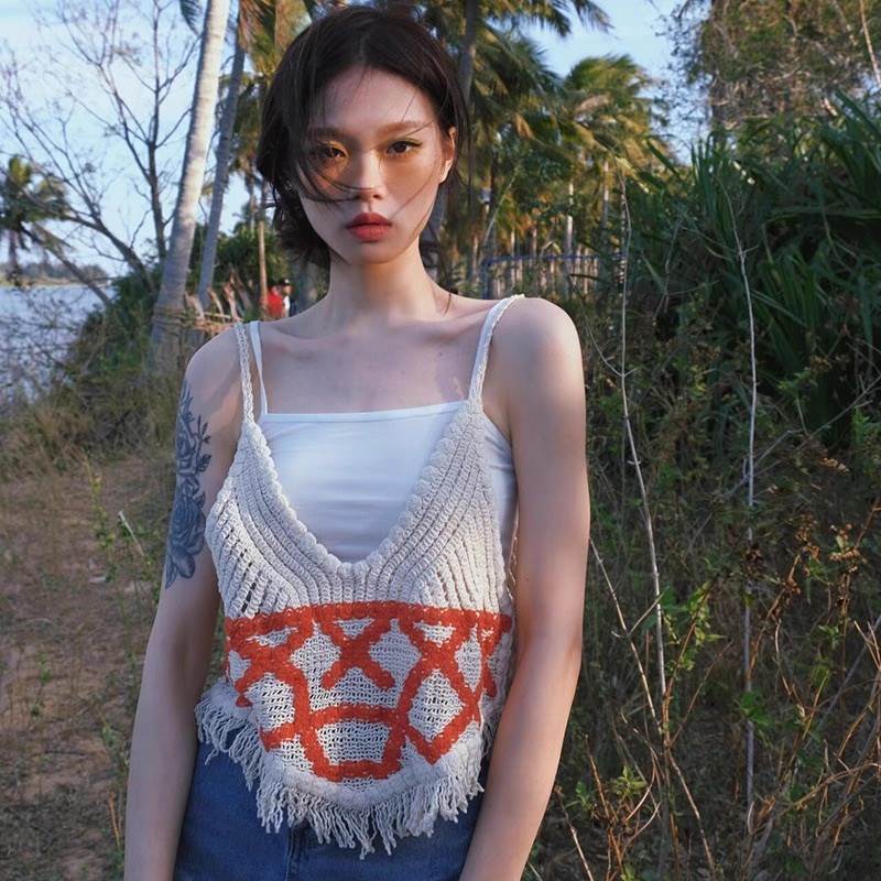 休日スタイル 夏コーデ キャミソール 大人可愛い ストリート レディース クロシェ カジュアル トップス..