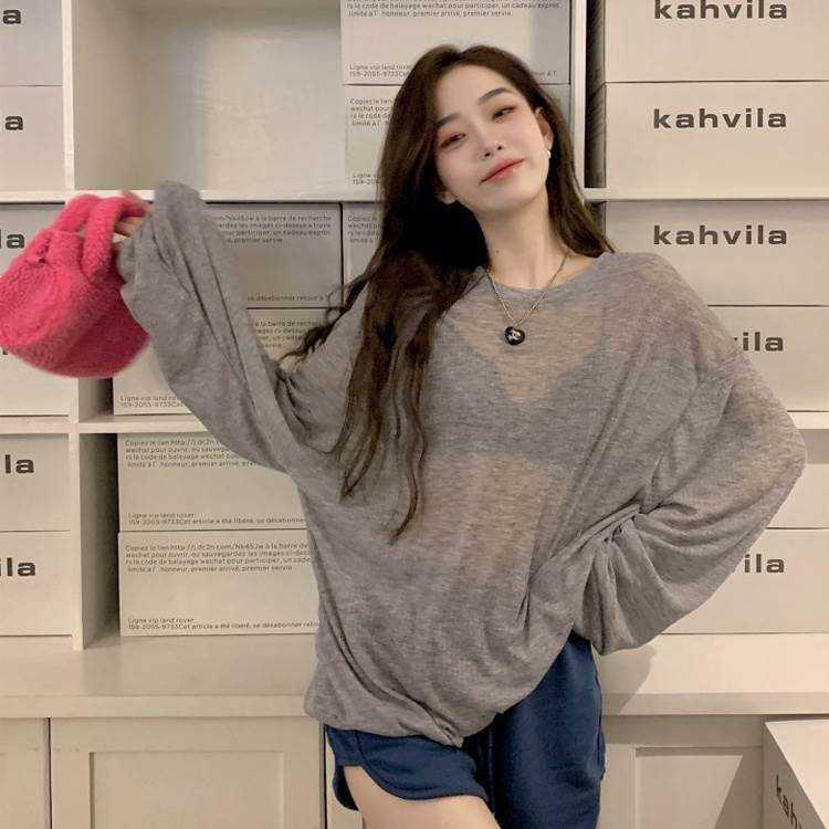 乐天商城 - トップス カットソー ラウンドネック 上品 かっこいい ロングTシャツ 存在感 おしゃれ 長袖 個性的 主役級 秋 かわいい ミディアム丈 ルーズ シンプル こなれ感 カジュアル プルオーバー きれいめ 薄手 大人可愛い 抜け感 ラフ
