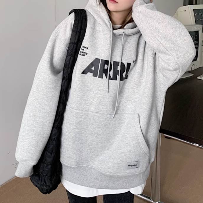 レディース トップス トレーナー かわいい きれいめ プルオーバー ガーリー 大人可愛い パーカー おしゃれ スポーティー オーバーサイズ フード 長袖 萌袖 シンプル カジュアル ラフ スウェット ワイド ポケット ルーズ こなれ感(4)