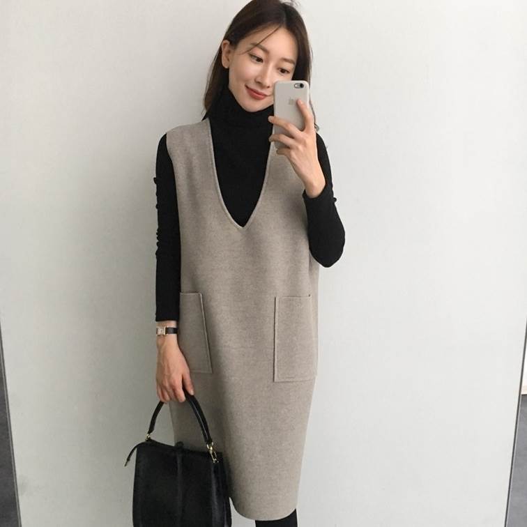 Rakuten - 2点セット カットソー プルオーバー 上品 大人可愛い 長袖 きれいめ おしゃれ タートルネック 個性的 抜け感 シンプル かわいい ジャンパースカート ポケット こなれ感 ミディアム丈スカート カジュアル 存在感 かっこいい 主役級