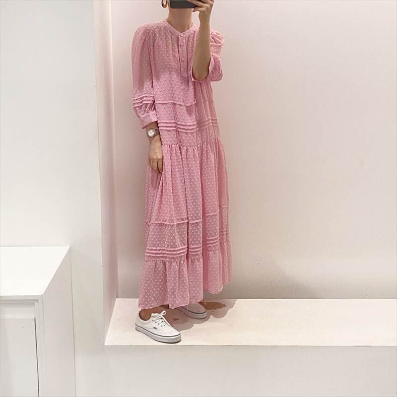 樂天商城 - ワンピース ロングスカート きれいめ ロングスカート フレアスカート ロング丈 大人 長袖 おしゃれ かわいい お洒落 大人可愛い 透け感 Iライン ロング カジュアル パフスリーブ 細身 ワンピース スリム スクエアネック 袖あり Aライン シフォン ボリューム袖