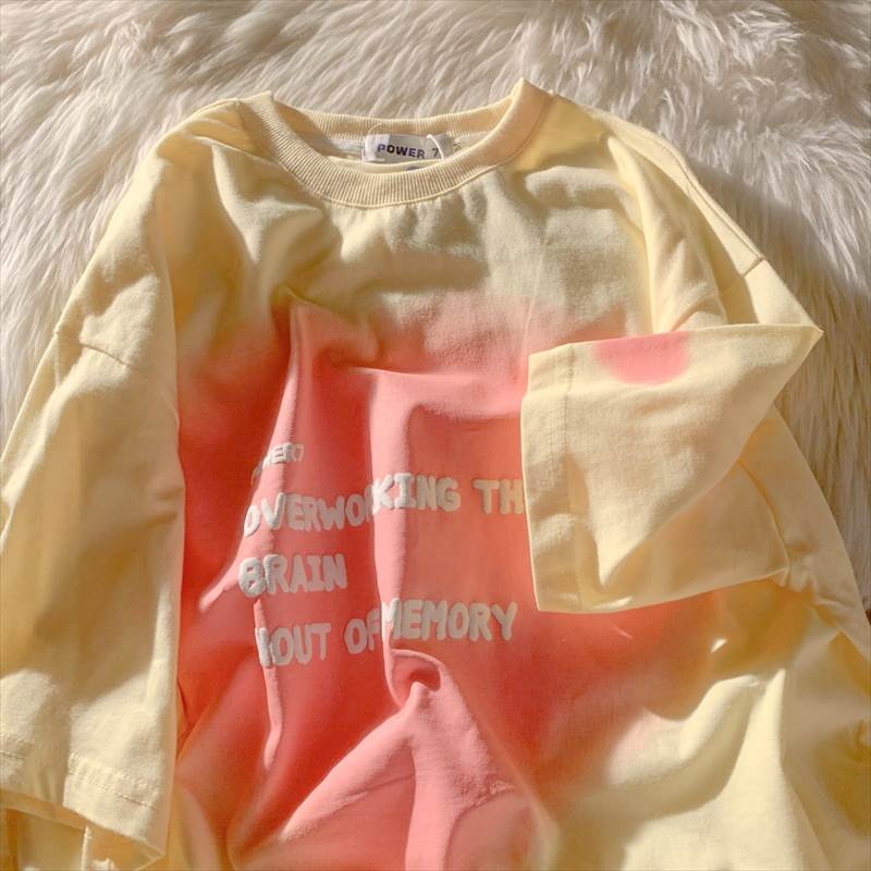 Rakuten - トップス Tシャツ カジュアル Tシャツ 袖あり 休日 お出かけ 5分袖 ファッション デート おしゃれ 韓国 オルチャン 20代 コーデ 韓国系 普段使い 柄 トップス 運動 綿 かわいい ガーリー 五分袖 シンプル