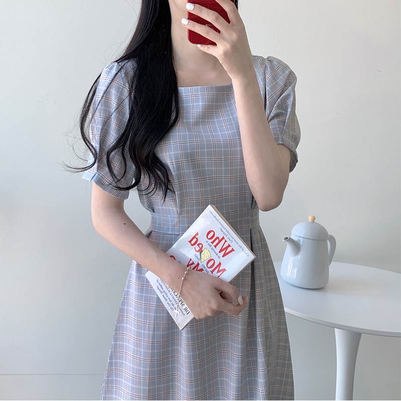 乐天商城 - ワンピース ロング シンプル ロング 袖あり クール 個性的 襟なし チェック柄 ルーズ カジュアル 主役級 柄 こなれ感 春 存在感 モダン お洒落 ワンピース エレガント かわいい 大人可愛い おしゃれ バックリボン きれいめ