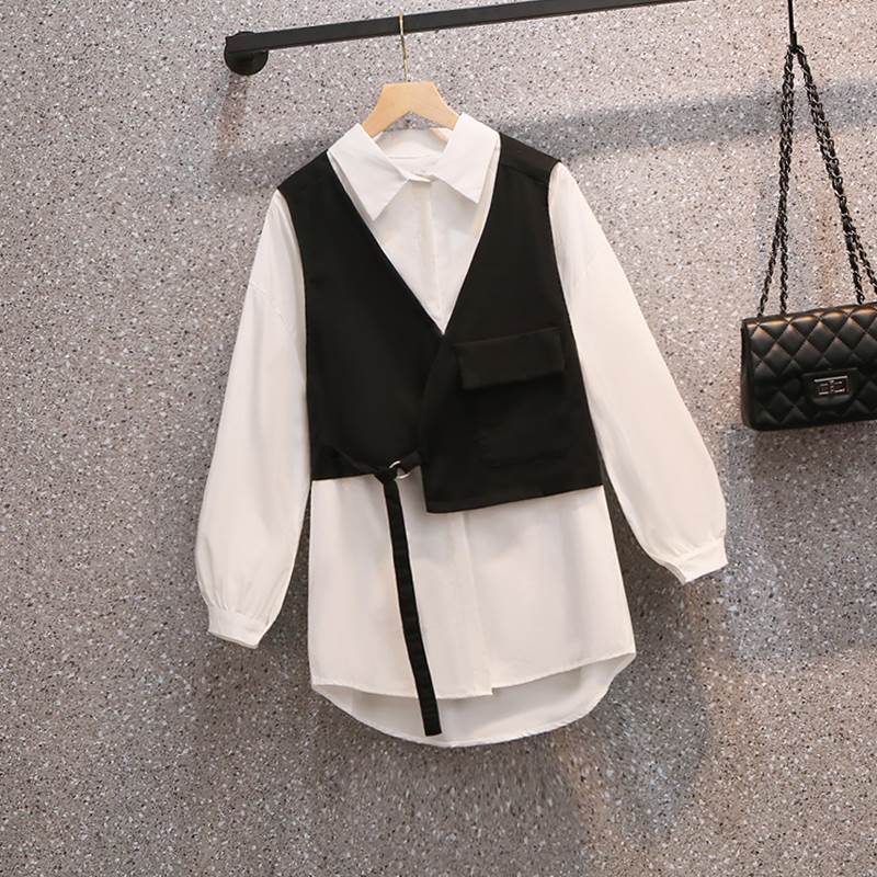 トップス シャツ お得 シャツ ベスト 20代 10代 長袖 お出かけ 冬 大人可愛い 学生 デート 無地 女子会 通学 女性用 レトロ トップス レディース ベルト 前開き かっこいい 襟付き 2点セット