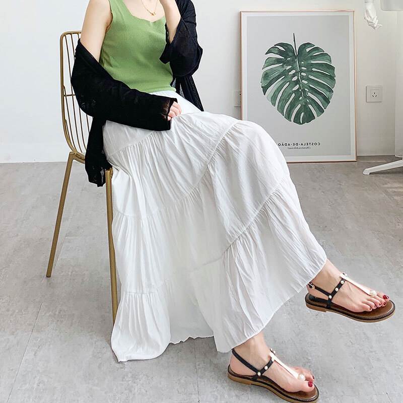 Rakuten - ティアードスカート スカート 大人可愛い スカート ロングスカート 白 フリーサイズ ロング丈 紫 40代 シンプル ブラック グリーン 10代 パープル 緑 黒 主役級 ティアードスカート ホワイト マキシ丈 フレア エレガント マキシ ウエストゴム