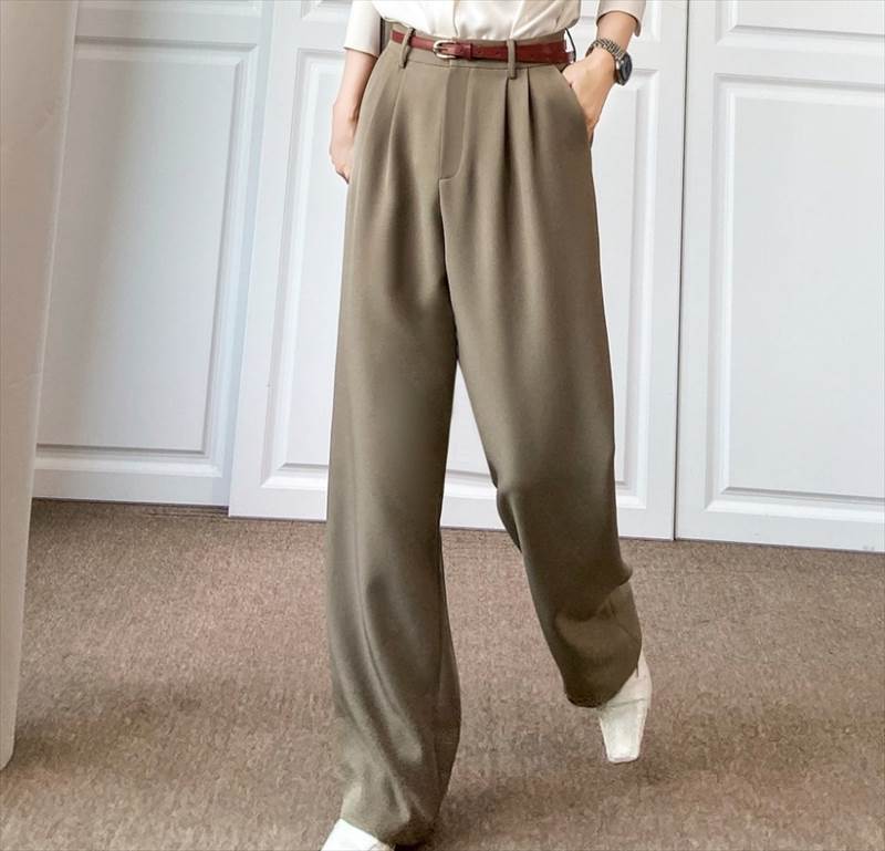 Rakuten - ボトムス パンツ モード系 パンツ ワイドパンツ ロング丈 とろみ感 ワイド 無地 クール オールシーズン 20代 こなれ感 おしゃれ ロング エレガント ファスナー 大人 ボトムス シンプル ポケット ストレート 上品 かっこいい プリーツ