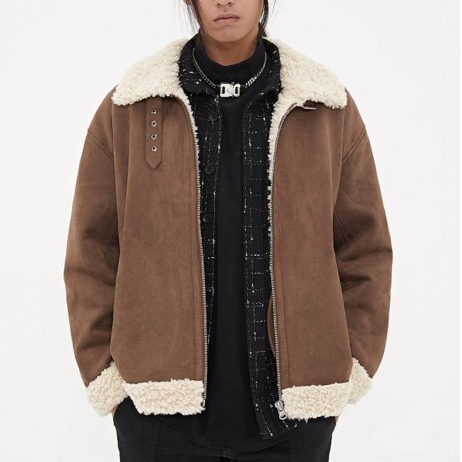 Rakuten - アウター メンズ ワイド メンズ ブルゾン ルーズ メンズライク 上着 30代 ラフ もこもこ 秋 20代 かっこいい 40代 冬 無地 シンプル アウター 主役級 長袖 ドロップショルダー 異素材MIX 袖あり 襟付き