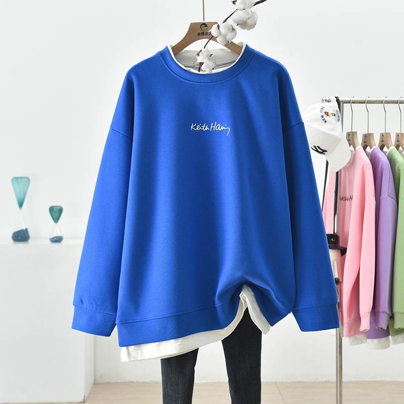 Other - トップス レディース お洒落 レディース 大人 大人女子 ミディアム丈 大人可愛い かわいい ドロップショルダー 長袖 カジュアル プルオーバー 袖あり 主役級 フェイクツーピース 長袖カットソー トップス ルーズ 個性的 ラウンドネック シンプル ラフ レイヤード風 こなれ感