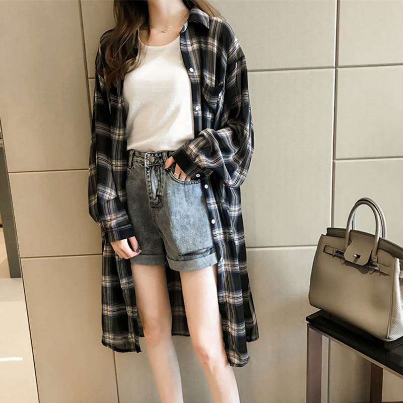 Rakuten - シャツ トップス シンプル トップス アウター 女性用 レディース 膝丈 重ね着 30代 カジュアル 休日 普段使い 秋 M 着回し お出かけ ルーズ シャツ 学生 ストレート 2way ラフ 長袖 かわいい