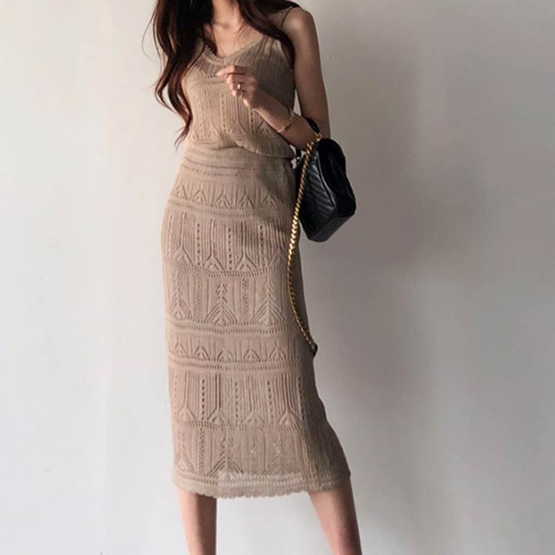 セットアップ レディース 大人 レディース ニットスカート 薄手 セクシー スリム エレガント シンプル こなれ感 主役級 クロシェ 大人女子 袖なし 透け感 無地 大人可愛い セットアップ 個性的 抜け感 Vネック ノースリーブ きれいめ タイト