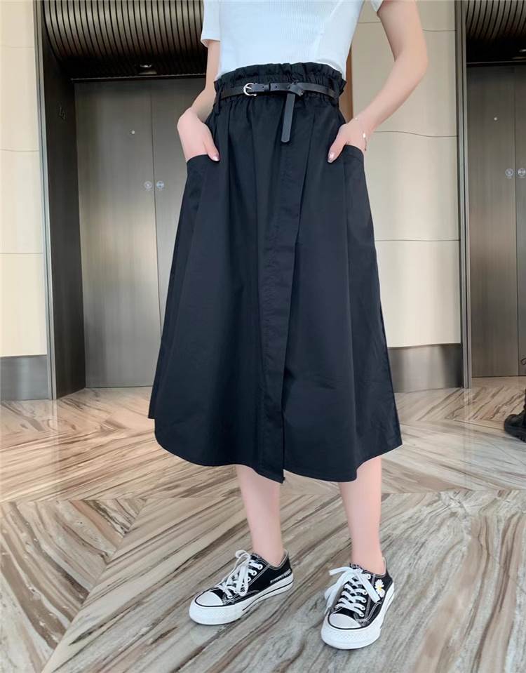 Rakuten - スカート フレアスカート こなれ感 フレアスカート ミモレ丈 シンプル デート ポリエステル 通勤 無地 普段使い お出かけ 学生 ハイウエスト ベルト カジュアル 通学 ルーズ スカート 休日 女子会 ウエストゴム 秋 レディース 大人可愛い