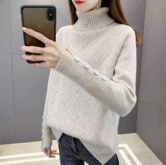 Rakuten - ニットセーター 50代 大人 50代 オフィス かわいい 40代 タートルネック 冬 お洒落 ママ ニット 20代 長袖 袖あり 大人可愛い 30代 トップス ニットセーター 女性用 レディース 萌袖 キュート 秋 抜け感
