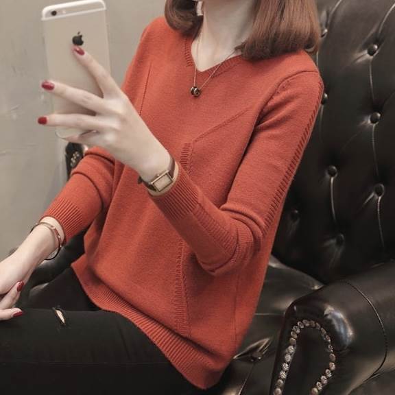 Rakuten - トップス セーター ニット セーター レギュラー丈 とろみ感 存在感 長袖 20代 ラフ 大人可愛い 春 冬 レトロ 30代 秋 無地 大人 トップス 抜け感 ルーズ ストレート カジュアル Vネック プルオーバー