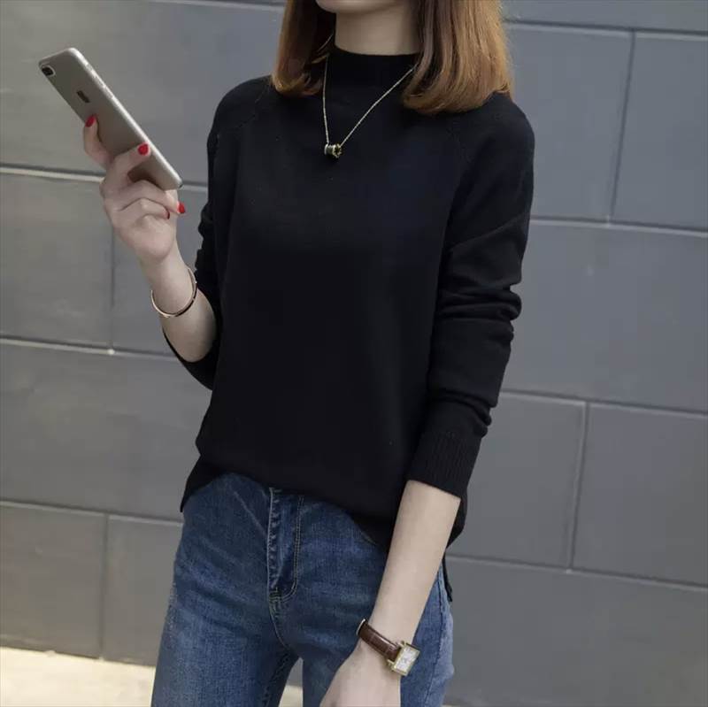 Rakuten - トレンド トップス 大人可愛い トップス ボトルネック タイト おしゃれ 長袖 お洒落 リブニット 大人 かっこいい 萌袖 カジュアル 選べる ハイネック クール 細身 トレンド 上品 大人女子 袖あり カラー リブ フレアスリーブ