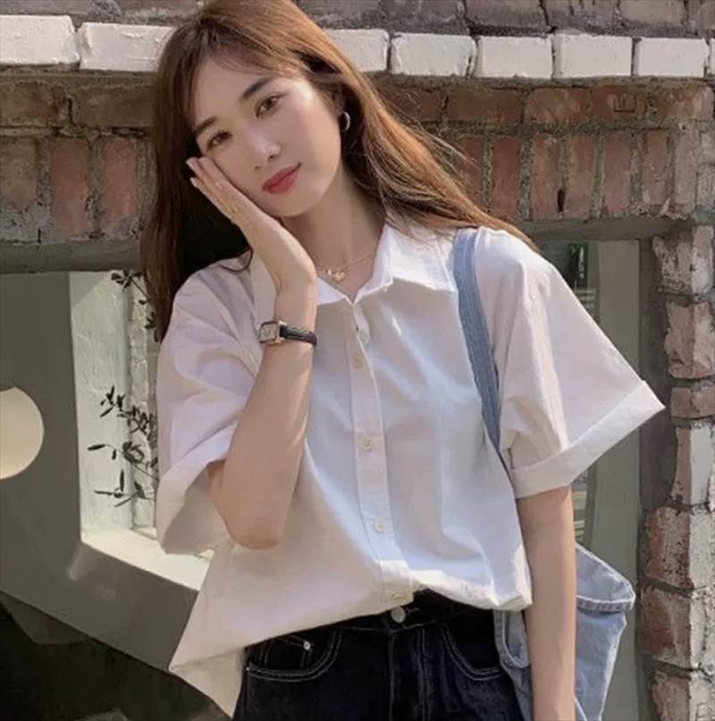 乐天商城 - トップス 10代 カジュアル上品 10代 女性用 かわいい 夏 袖あり 存在感 かっこいい レディース 半袖 抜け感 白シャツ カットソー 大人可愛い 無地 シャツ トップス 30代 20代 白トップス こなれ感 主役級 ラフ