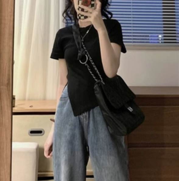 トップス 無地 レトロ 無地 Tシャツ カジュアル クール デニムパンツ 主役級 お洒落 マニッシュ 半袖 かわいい メンズライク 袖あり 20代 10代 ボトムス トップス 個性的 大人可愛い 夏 カットソー おしゃれ 大人女子