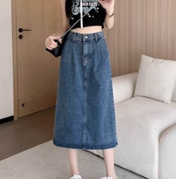 乐天商城 - スカート 秋 大人 秋 10代 大人可愛い 夏 ブルーデニム クール おしゃれ シーズンレス かわいい 主役級 ミモレ丈 ミモレ きれいめ 春 デニムスカート スカート オールシーズン 冬 デニム レトロ 個性的 大人女子