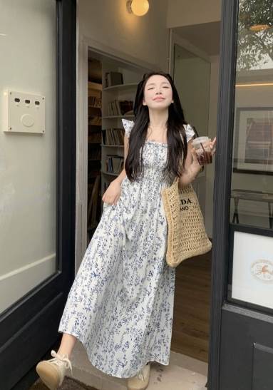 Rakuten - スカート キュート 上品 キュート ロングスカート ロング お洒落 ロング丈 大人女子 大人 ラブリー ノースリーブ シンプル かわいい 袖なし おしゃれ スクエアネック ワンピース スカート フリル 襟なし ガーリー 薄手 きれいめ カジュアル