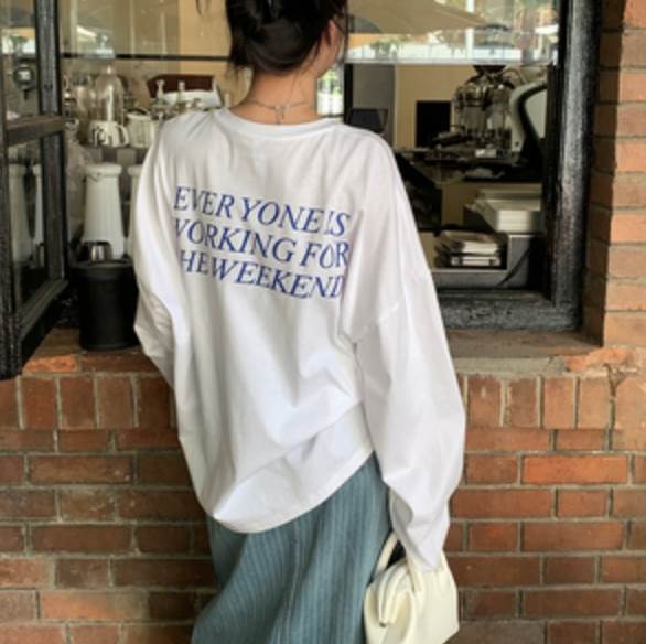 トップス 春 大人女子 春 白トップス 大人 個性的 袖あり 主役級 お洒落 ボーイッシュ かわいい 大人可愛い マニッシュ 長袖 20代 10代 Tシャツ トップス スポーティー きれいめ 秋 ビッグT おしゃれ こなれ感(4.0)