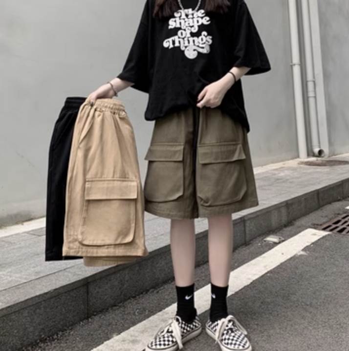 Rakuten - レディース 大人可愛い ボーイッシュ 大人可愛い かわいい メンズライク ゆる おしゃれ 抜け感 こなれ感 カジュアル ゆったり ルーズ ボトムス カーゴパンツ ブラック ハーフパンツ ショート レディース カーキ 送料無料 グリーン ミリタリー かっこいい ラフ
