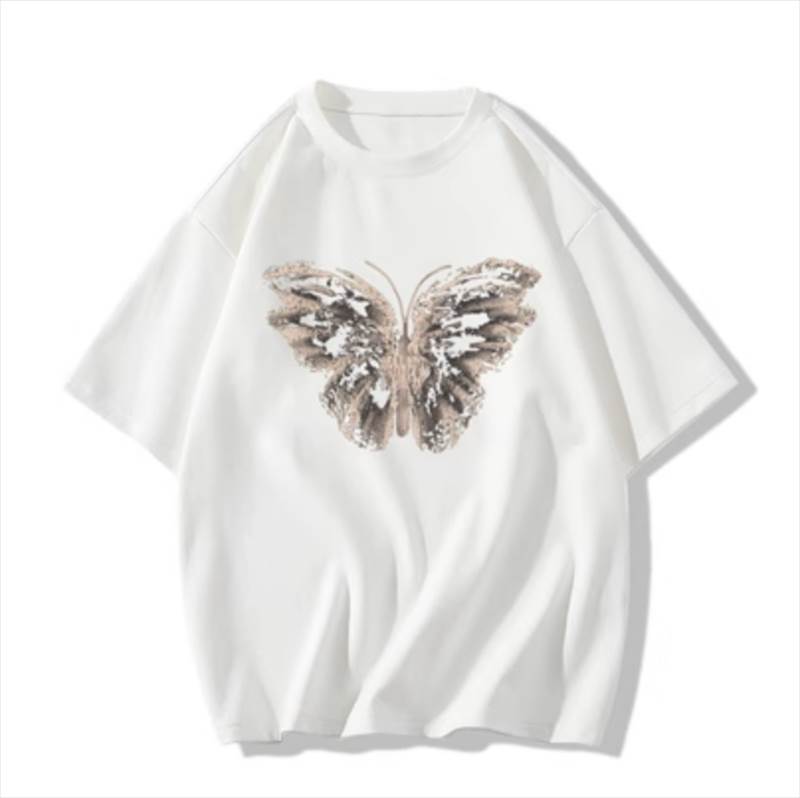 Rakuten - レディース 送料無料 レトロ 送料無料 Tシャツ クール バタフライ ゆったり 存在感 カットソー デイリー オーバーサイズ 半袖 抜け感 ゆる お出かけ おしゃれ トップス レディース ラフ 主役級 大人可愛い こなれ感 個性的 ルーズ