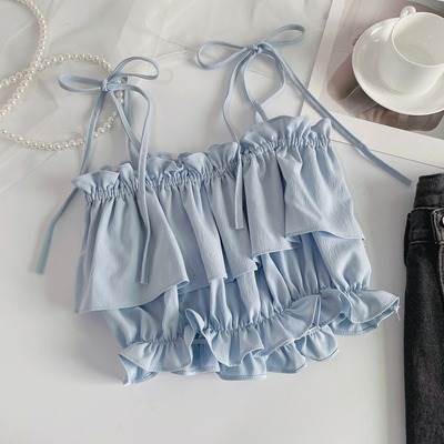 トップス キャミソール モダン キャミソール ショート フェミニン ラブリー ギャザー キュート 個性的 ..