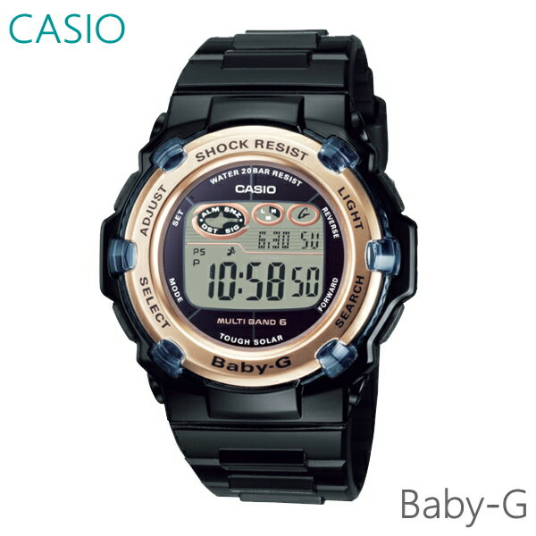 レディース 腕時計 7年保証 カシオ BABY-G ソーラー 電波 BGR-3003U-1JF 正規品 CASIO ブラック×ゴールド