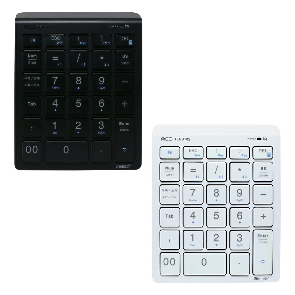 楽天MCO楽天市場店ナカバヤシ MCO テンキー ワイヤレス Bluetooth 5.0対応 ワイヤレステンキー 電卓キーも搭載 単四電池2本 TENBT02
