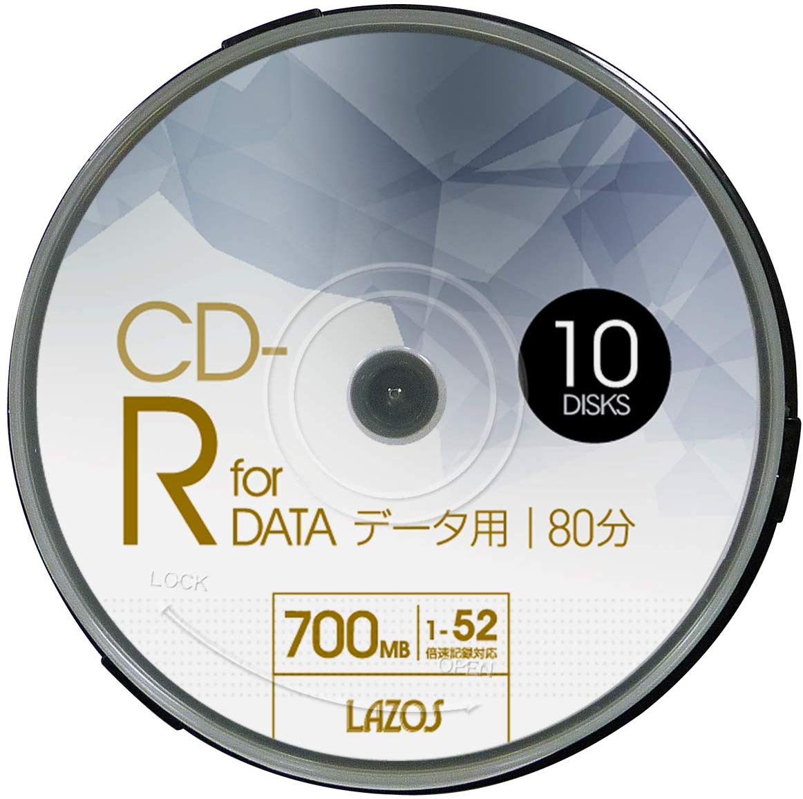 lazos CD-R 700MB for DATA 1-52{Ή 1L^p zCgChΉ 10g XshP[X@L-CD10P