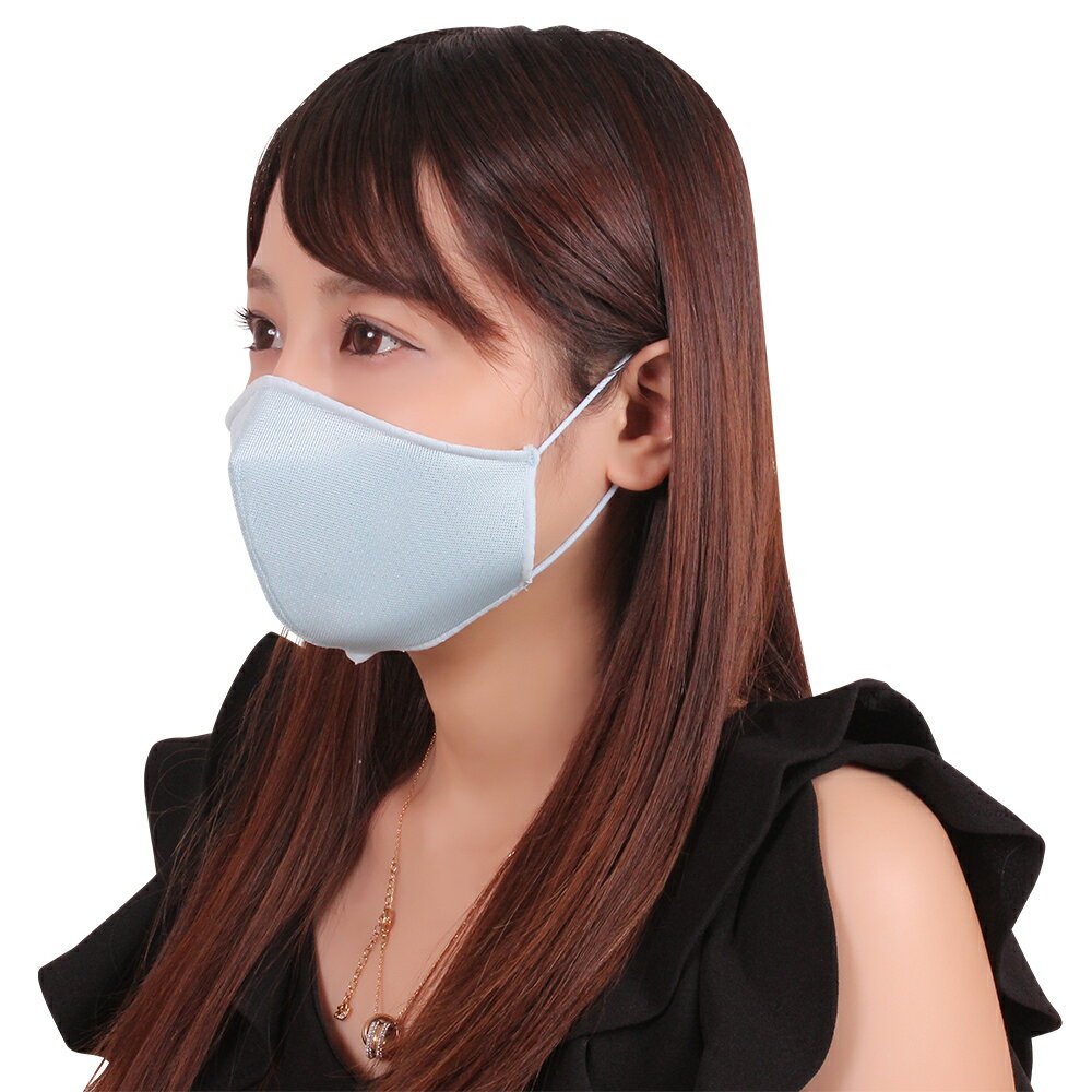 日本製 涼やかメッシュマスク サックス 洗える 涼しい 在庫あり 夏用マスク レディース 防臭 消臭 UVカット