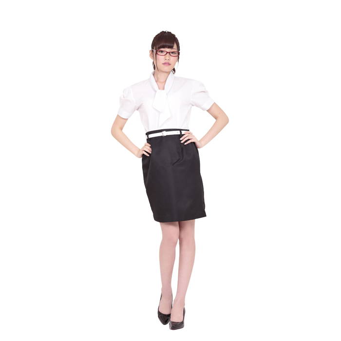 新米女子教師 OL コスプレ 衣装 スーツ風 制服風 コスチューム 白シャツ×黒スカート ハロウィン 仮装 イベント用
