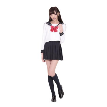 【A&T Collection】【AKIBA清純セーラー ホワイト 長袖】40%OFF あす楽 サイズM コスプレ 制服　セット セーラー服 アイドル かわいい 洗濯可