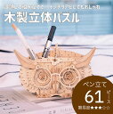 【在庫限り】 木製パズル 立体パズル ウッドパズル 木製 木製立体パズル 模型 プラモデル 3D ペン立て ふくろう 知育玩具 プレゼント 子供