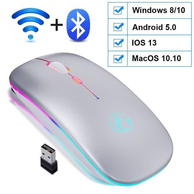 ワイヤレスマウス ワイヤレス マウス LEDバックライト PC - Bluetooth シルバー