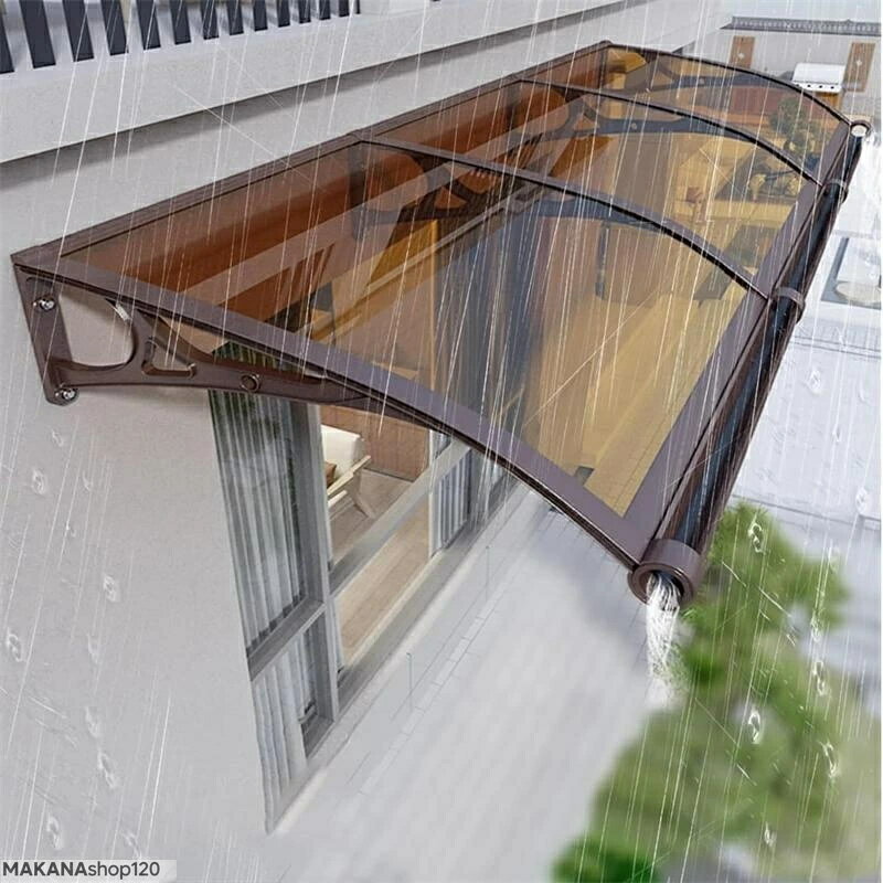 Awning - 住宅用ひさし サンシェード オーニング屋根ひ PCポリカーボネート オーニング 雨雪保護 パティオ日除け 梅雨対策 庇 後付け シェルタートランスペアレント 屋根カバー アルミ合金ブラケット 玄関 住宅用 カーポート ひさし 雨よけ 後付け テラス