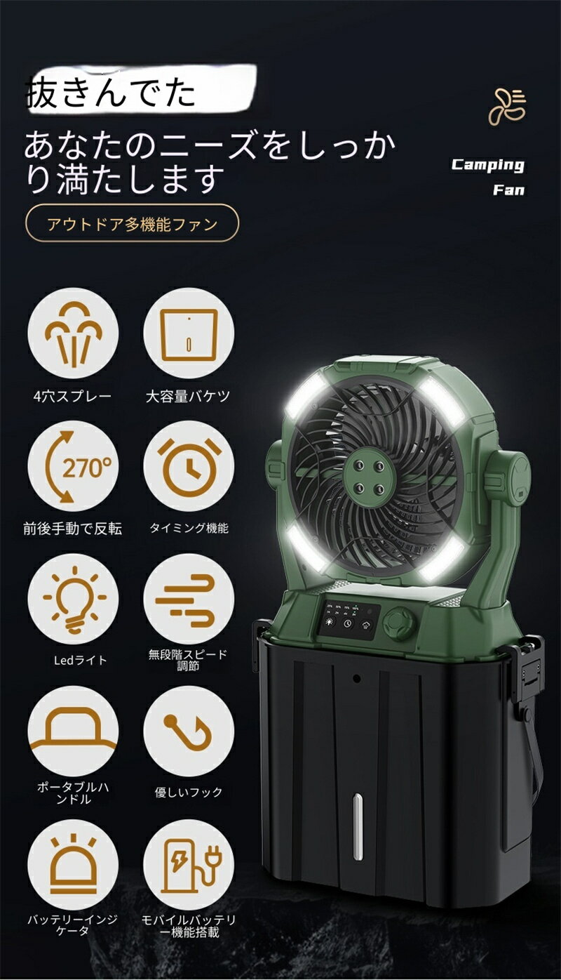 SALE！【2026新登場】キャンプ 扇風機 アウトドア 扇風機 冷風機 ミストファン 200...