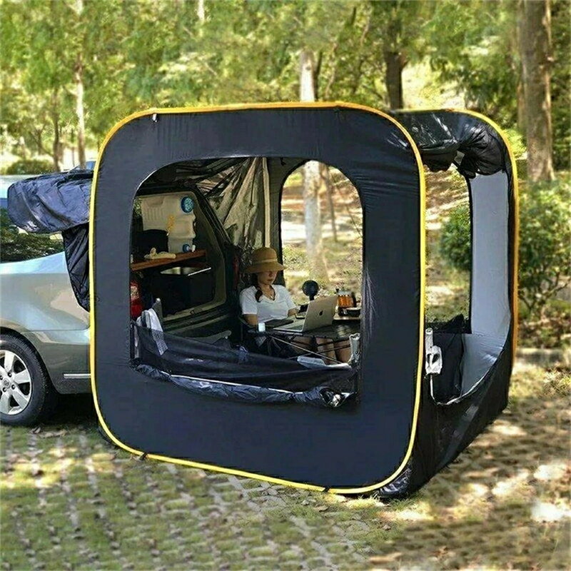 乐天商城 - 防災対策 車中泊テントカーサイドタープ トランクテントポップアップテント キャンプ 日よけ 車と連結 SUVラポップアップテント 防水・UV機能 メッシュ窓付き 虫除け対策