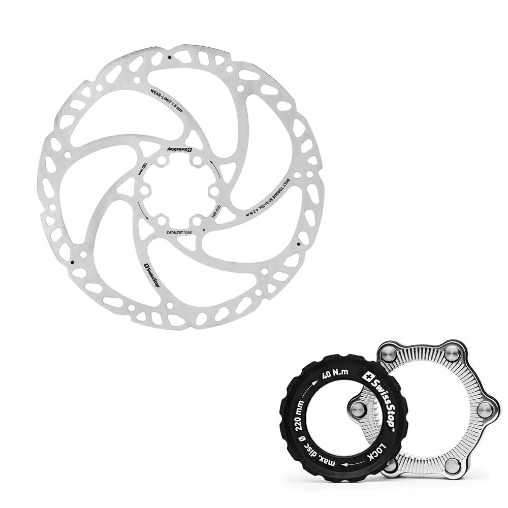 Catalyst One Disc Rotor 6-Bolt＋Centerlock Adapter セット 180mm 【送料無料】【自転車】【ブレーキディスク】【ロードバイク】【SWISS STOP】