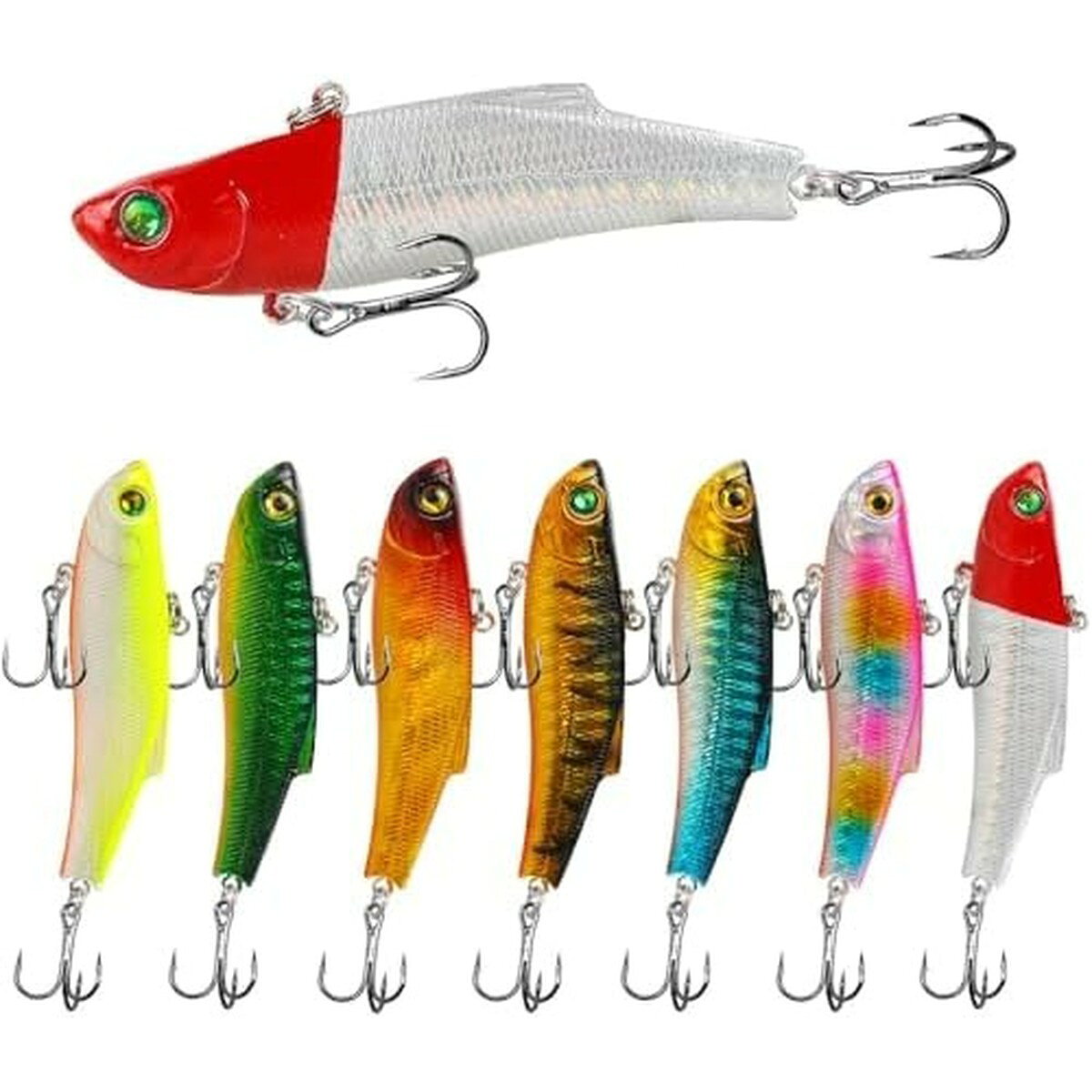 MCTACHU バイブレーション ルアー 7色セット 70mm 18g シンキング ABS樹脂 ホログラム シーバス ヒラメ 青物 バス 海釣り 淡水 鉄板バイブ