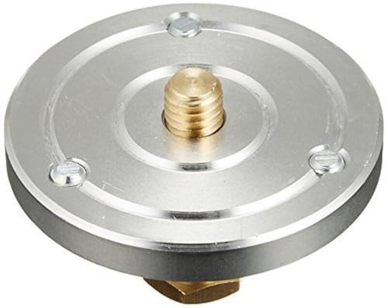 3/8′′カメラ取り付けプレートを16mm ソケットで使用できます。 重い機材をサポートするため、円形に比べて、しっかりとグリップする六角ピン。 直径:Φ59.5m 16mmソケットに取り付ければ、ボール雲台(MH494やMH496)などを取り付けることができます