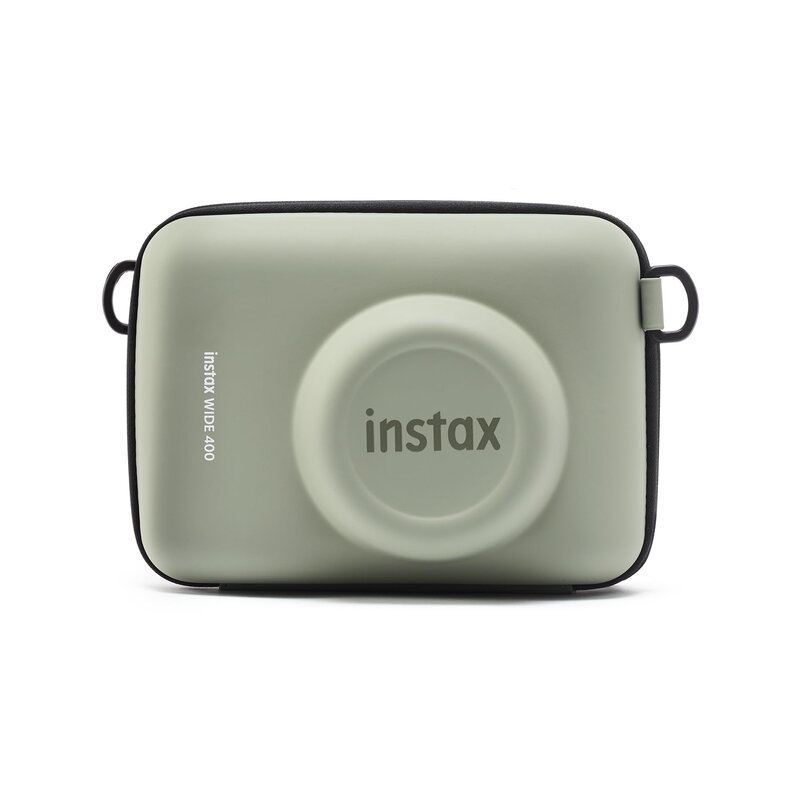 instax WIDE 400カメラケース 製品カラーと合わせたグリーンの1色展開。 ショルダーストラップ付属で持ち運びに便利。