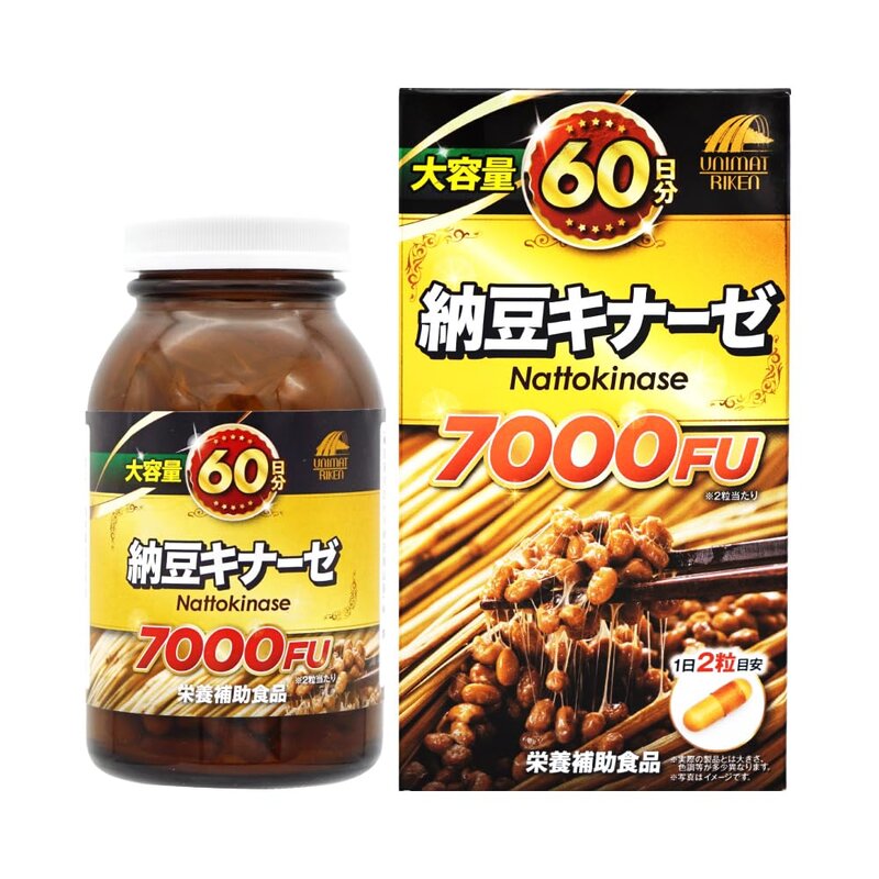 ・「ナットウキナーゼ」は、納豆のネバネバ(いわゆる糸)に含まれる酵素です。年齢と共に健康管理が気になりだした方や、食生活のバランスが心配な方をサポートします。 ・本品は、「ナットウキナーゼ」を1日目安量2粒当たり7000FUと高配合した栄養補助食品です。 ・納豆独特の臭いを除去していますので、納豆が苦手な方にもお召し上がりいただけます。