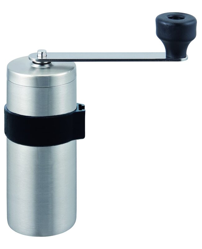 用途:コーヒー豆を挽く際に サイズ(約):D47×W130×H155mm(ハンドル取付時) サイズ(約):D47×W83×H135mm(ハンドル収納時) 重量(約):227g 容器容量(約):120ml