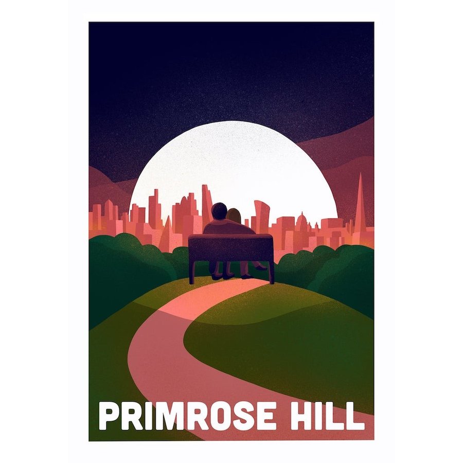 Primrose Hill A3 アート ポスター プリムローズヒル イラスト 景色 自然 夕日 夕焼け 空 旅行 観光 ヨーロッパ ポップ カラフル 北欧 リビング インテリア オシャレ 部屋 カフェ トイレ かわいい ホテル 玄関 壁掛け オススメ 人気 イギリス ロンドン ポップ Art Poster - 2
