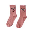 【IMPORT POP SOCKS】フェイス モチーフ ソックス（ワイン） | レディース メンズ 顔 くつ下 靴下