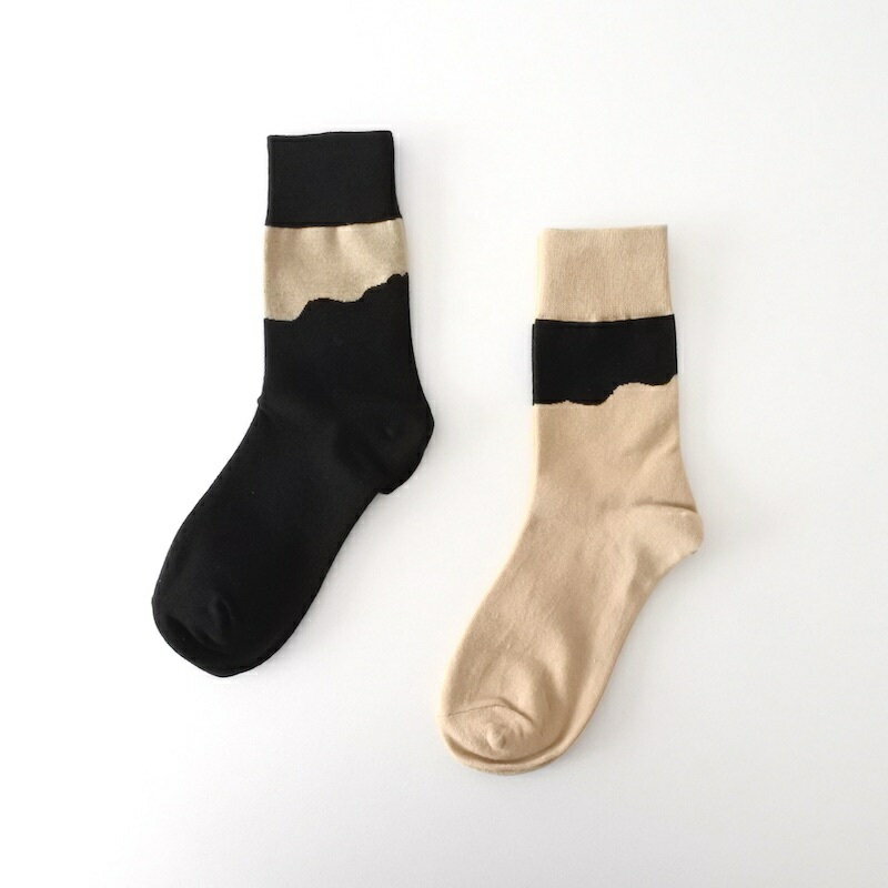 【IMPORT POP SOCKS】なみなみ 切り替え ソックス 靴下 | レディース ユニセックス くつ下